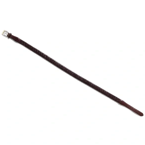 Brighton Brown Leather Belt Men size 40 Woven Embossed Silver Tone Buckle 7A208 - Picture 6 of 9